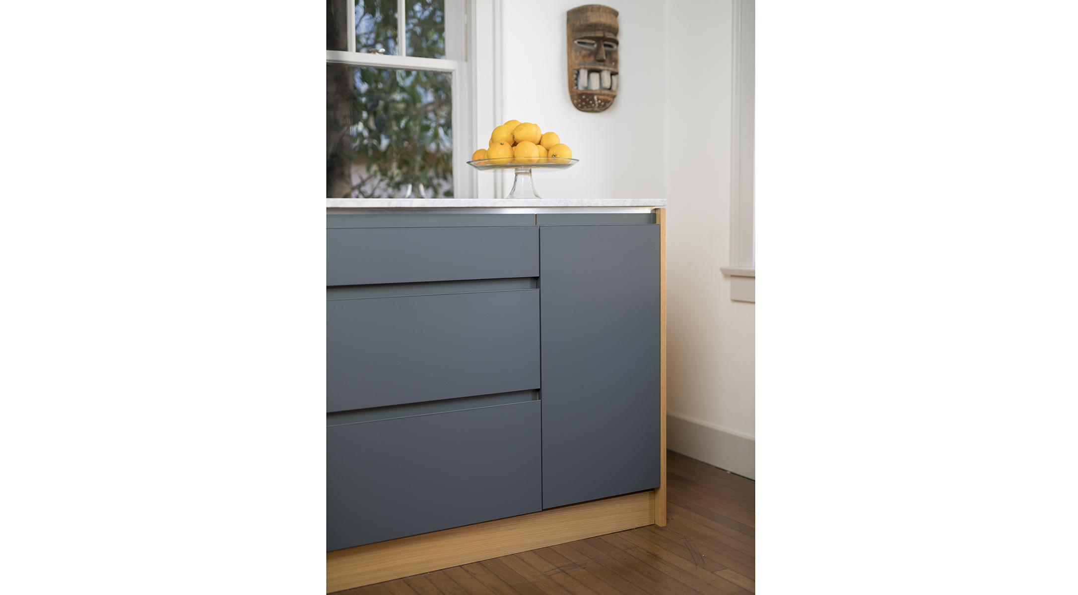 Custom Ikea Fenix Dunsmuir Cabinets integrated pull